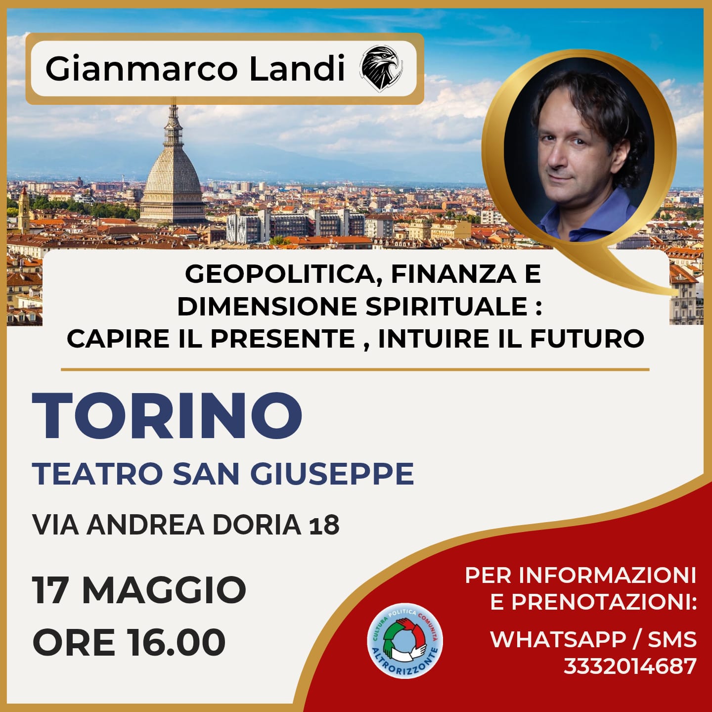 Locandina di Geopolitica, finanza e dimensione spirituale: capire il presente, intuire il futuro